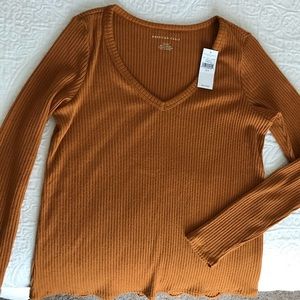 American Eagle Ribbed Long Sleeve Top